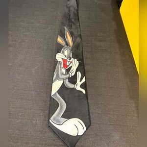 Looney Tunes Mania - Tie Necktie - Vintage 1996- Bugs Bunny - Black Gray READ
